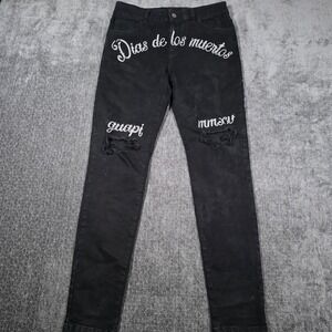 Guapi Aaron Wilhelm Dias De Los Muertos Distressed Jeans Black Mens 30 Limited